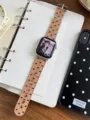 Heart TPU silicone watch band replacement strap compatible with Apple Watch Series 10 9 8 SE - Fit: (Series 10/11 42mm) / Light Maltose Black Heart
