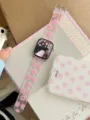 Bracelet de montre en silicone TPU à pois roses de remplacement pour Apple Watch séries. - Rose