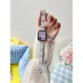 Leather watch strap with cute cat paw hollows for apple watch strap variant grey color - Custom Size: 18mm / Ice Lake Blue