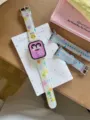 Detailed close-up of colorful dot and star patterned silicone watch strap for smart watch. - Compatible: (S10/11 Gen 42mm) / Polka Dot Painted