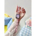Pink leather watch strap with cute cat paw cutouts, compatible with Apple watch, stylish band. - Custom Size: 18mm / Pink