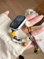 Ceramic beaded braided watch strap compatible with Apple Watch replacement band vintage style - Compatible: (S10/11 Gen 42mm) / Spotted Puppy