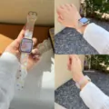 Klares mattiertes Silikon-Uhrenarmband mit bunten Punkten, kompatibel mit Smartwatches. - s10/11 (42mm) / Matt Gepunktet Bunt