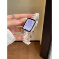 Replacement metal watch band with polka dot rhinestone design compatible for Apple Watch. - Custom Size: 18mm / Pink Polka Dot