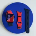 Siliconen horlogeband compatible met Apple Watch, duurzame vervangende band voor smartwatch. - Rood en Midnight Blauw