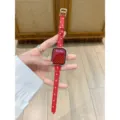 Red star leather watch strap compatible with smart watch replacement band stylish accessory - Custom Size: 18mm / Red
