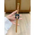 Brown star leather watch strap compatible with Apple Watch, stylish replacement band with gold buckle. - Custom Size: 18mm / Brown