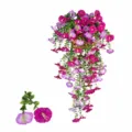 Flores de campanilla artificiales colgantes, planta decorativa morada degradada. - 69 Mallas / Púrpura Claro Bicolor
