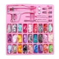 T5 resin snap fastener pliers tool set colorful plastic baby buttons with storage box. - 15 Grids Kit / Pink Snap Fastener Set