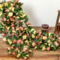 Artificial rose vine decorative flower garland for home wall wedding arch fake floral decor - Spring Style Sunset Red