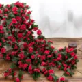 Artificial rose flower vine garland for home wedding decoration fake floral plant hanging decor. - Spring Style Rose Red