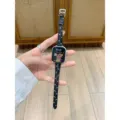 Black leather star watch band replacement strap compatible with smart watch accessories daily wear. - Custom Size: 18mm / Black