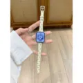 Star Pattern Leather Strap for Apple Watch Cream White Variant Compatible Smartwatch Band - Off White