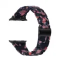 Cinturino in resina compatibile con Apple Watch, motivo marmo nero e rosa a tre maglie. - Floreale Nero Rosa