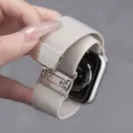 Vervangende geweven nylon magnetische horlogeband compatibel met smartwatch, beige. - Sterrenlicht