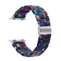 Cinturino per orologio in resina colorata di ricambio compatibile con Apple Watch, elegante. - Floreale Viola Verde Fibbia Nera