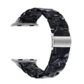 Cinturino per orologio in resina marmo nero di ricambio, compatibile con i modelli di smartwatch. - Nero Brillante Fibbia Nera