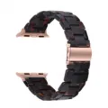 Cinturino in resina compatibile con Apple Watch, tartarugato con elegante fibbia in oro rosa. - Miele Scuro