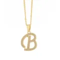 Collar con Colgante de Letra B en Circonita Dorada Hip Hop Alfabeto DIY Accesorio - Solo Colgante (Sin Cadena) / Dorado-Letra B