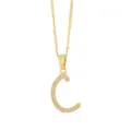 Colgante de collar con letra C de circonita cúbica chapada en oro con delicada cadena. - Solo Colgante (Sin Cadena) / Dorado-Letra C