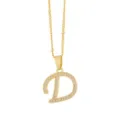 Collar con colgante de letra D bañado en oro con circón, accesorio de moda elegante. - Solo Colgante (Sin Cadena) / Dorado-Letra D