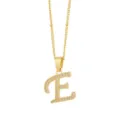 Collier pendentif lettre E plaqué or brillant zircon alphabet chaîne bijoux cadeau femmes - Or-Lettre E