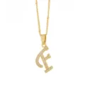 Collier pendentif lettre en zircone cubique plaqué or pour accessoire de mode hip-hop. - Or-Lettre F