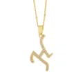 Pendentif de collier avec lettre cursive en zircone plaque or variante tendance mode chic - Or-Lettre H