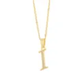 Collier Pendentif Lettre I Zircon Plaqué Or Mode Style Hip Hop Accessoire Tendance - Or-Lettre I