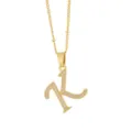 Magnifique collier pendentif lettre K script plaque or avec des zirconiums brillants. - Or-Lettre K