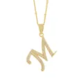 Collier pendentif lettre M plaqué or avec zircone éclatante bijou tendance initiale - Or-Lettre M