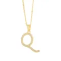 Collier pendentif lettre Q plaque or avec brillants en zircone cubique pour femme homme. - Or-Lettre Q