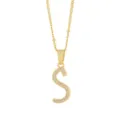 Collier pendentif lettre S plaqué or avec zircons brillants, bijou élégant et minimaliste. - Or-Lettre S