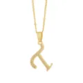 Collier avec pendentif lettre initiale plaqué or décoré de zirconias scintillants. - Or-Lettre T
