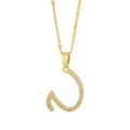 Pendentif lettre cursive en cuivre plaqué or avec zircone cubique pour colliers DIY - Or-Lettre U