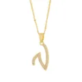 Pendentif lettre en zircon plaqué or collier variante accessoire bijou pour le quotidien. - Or-Lettre V