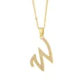 Pendentif lettre W en cursive et zircon plaqué or collier accessoire DIY - Or-Lettre W