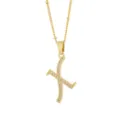 Collier pendentif lettre k en zircone cubique plaque or avec elegante chaine de perles - Or-Lettre X