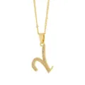 Collier pendentif lettre en zircon plaqué or calligraphie initiale charme bijoux chic - Or-Lettre Y