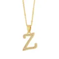 Collier pendentif lettre Z en laiton plaqué or avec pierres zircone scintillantes, bijoux. - Or-Lettre Z