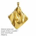 Stainless Steel Irregular Flowing Pendant 18K Gold Plated Zirconia Charm Jewelry Accessories - Geometric Pendant / Gold