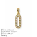 18K Gold Plated Zircon Pendant Stainless Steel O Shape Jewelry Accessory Variant Color - Hollow Oval Pendant / Gold