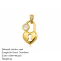 18K Gold Plated Stainless Steel Heart Lock Pendant Zircon DIY Jewelry Variant Style - Heart Lock Pendant / Gold