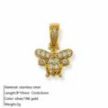 Stainless steel bee pendant, 18K gold plated with cubic zirconia, stylish jewelry variant. - Bee Charm Pendant / Gold