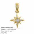 Stainless steel 18K gold plated cubic zirconia star pendant jewelry for women daily wear - North Star Pendant / Gold