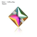12mm square AB color glass sew-on rhinestones with dual holes, 112pcs pack for crafts. - Square (12mm) / 112 Pieces/Pack