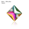 Square 16mm AB Glass Sew-On Rhinestones 72Pcs/Box Flatback Crystal Stones for DIY Crafts - Square Shape (16mm) / 72个装