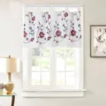 Cortina corta bordada de estilo japonés cenefa de ventana con patrón floral cocina - 74*90 / Burdeos