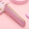 Estuche de cuero PU rosa, gran capacidad de almacenamiento de papeleria, bolsa minimalista. - Rosa