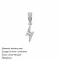 Stainless Steel Lightning Zirconia Pendant Silver Color Chic Charm Jewelry Accessories 1 Pcs - Lightning Pendant / Silver